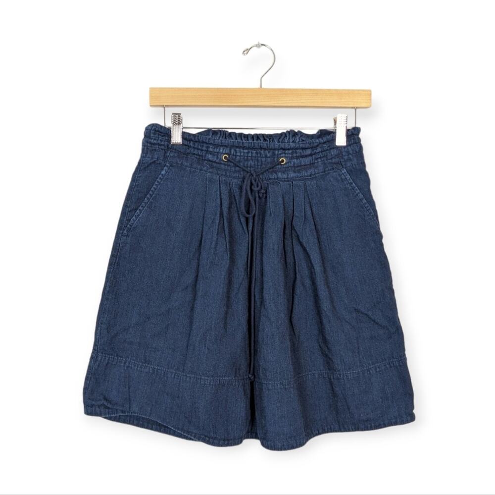 A New Day Dark Wash Chambray Lightweight Elastic Waist Pull On Skirt